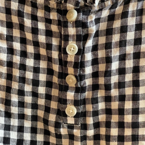 J. Crew 100% Linen Gingham Black and White Women's Fleur Top - Picture 6 of 6